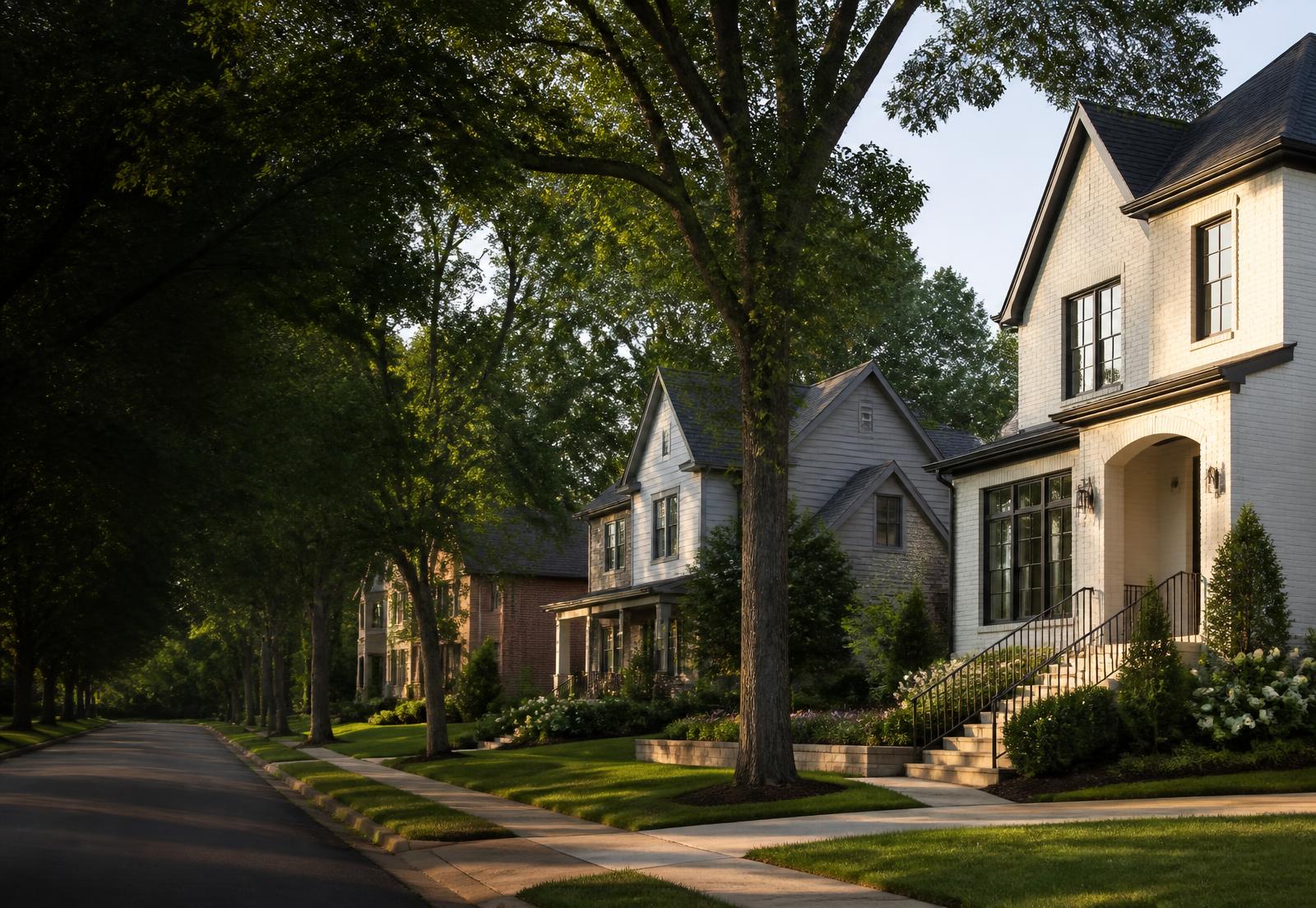 Tree-lined North Metro Atlanta neighborhood with established and newer homes